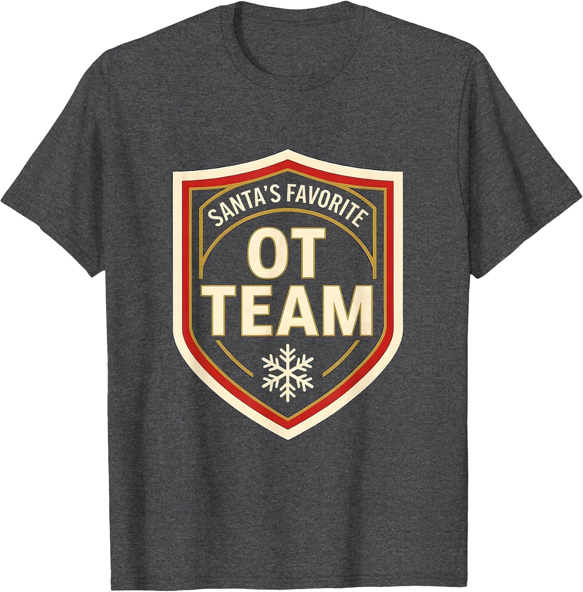Santa's Favorite OT Team Funny Occupational Therapy T-Shirt - Dark Heather Grey
