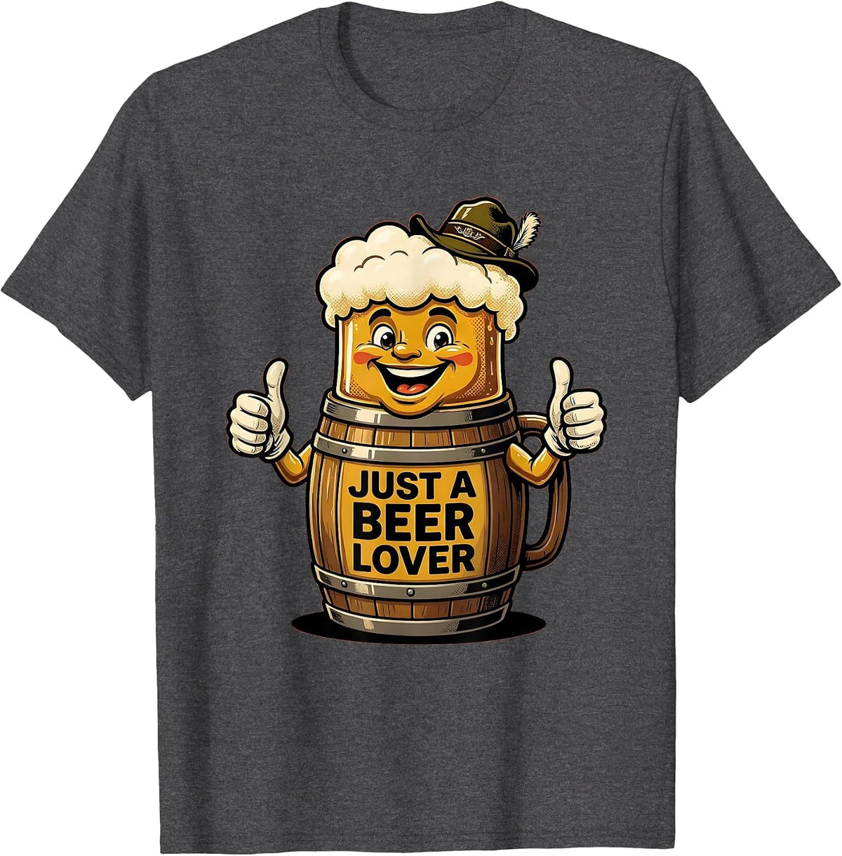 Just a Beer Lover Oktoberfest Graphic Design T-Shirt - Dark Heather Grey