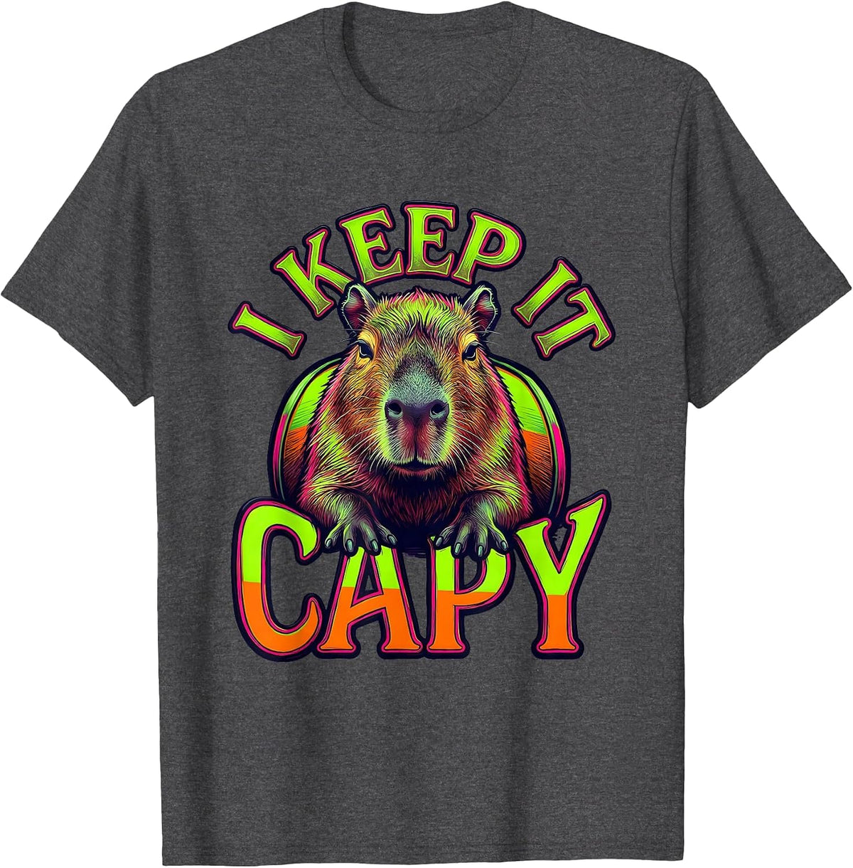 I Keep It Capy Funny Capybara Meme Animal Humor T-Shirt - Dark Heather Grey