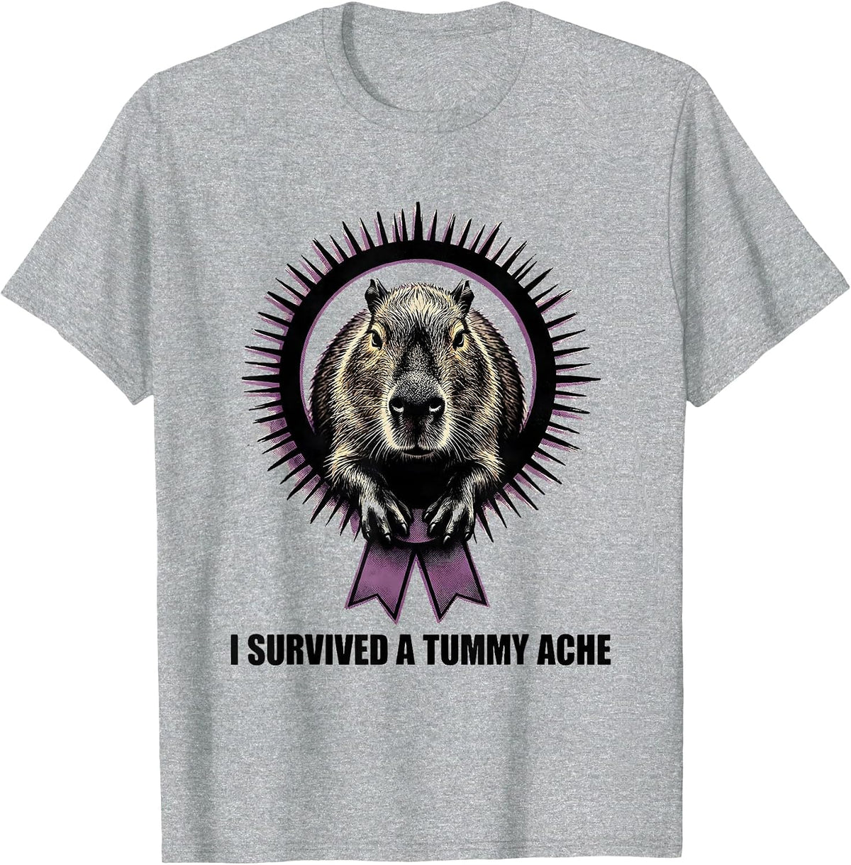 Men's I Survived A Tummy Ache Funny Capybara Meme Humor T-Shirt - Heather Grey