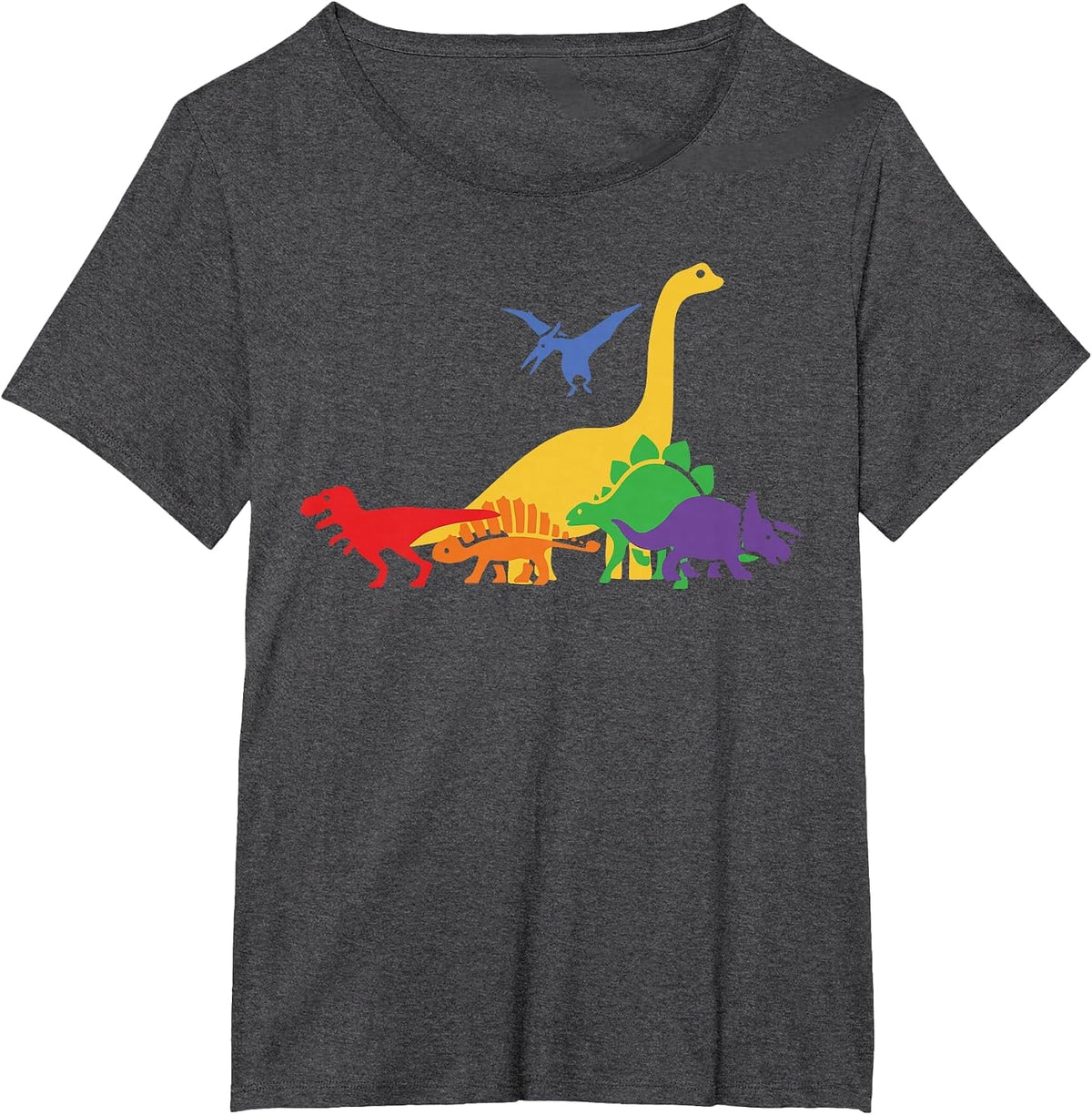 Dinosaur Pride Month Gay Rainbow LGBTQ T-Shirt - Dark Heather Grey