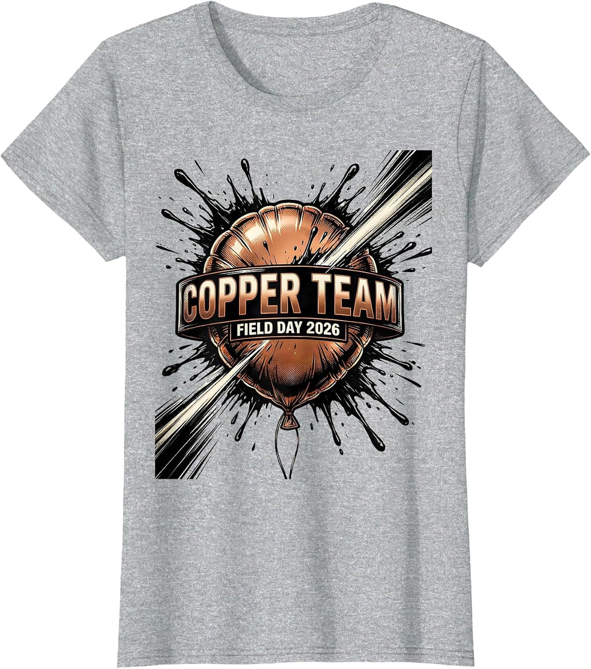Copper Team Field Day 2026 Comic Book Teacher Kids T-Shirt - Heather Grey