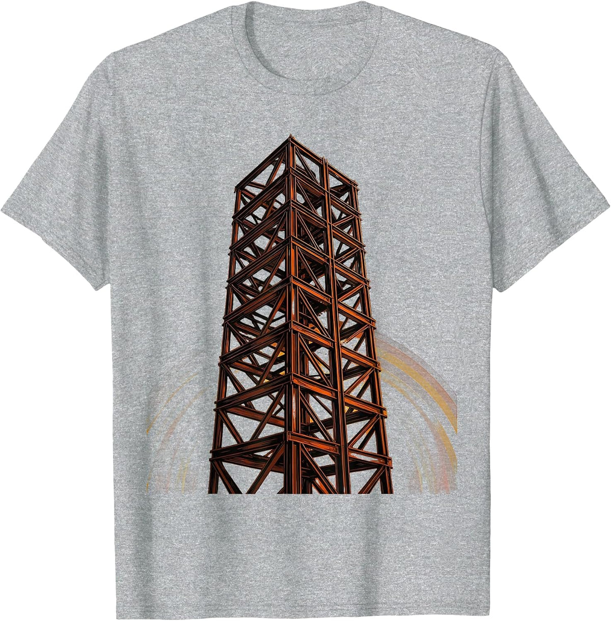 Labor Day Rising Skyscraper Steel Girder Illustration T-Shirt, Men, Heather Grey, 3X-Large - As Pictured