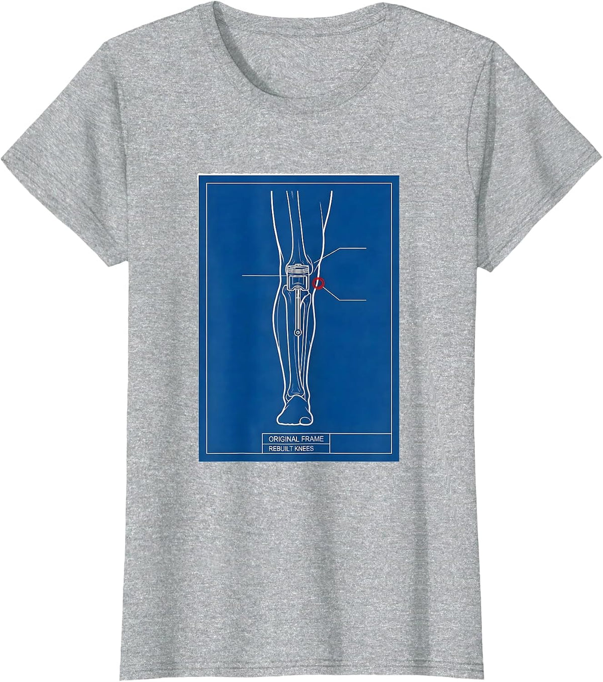 Original Frame, Rebuilt Knees Technical Blueprint Classic T-Shirt - Heather Grey