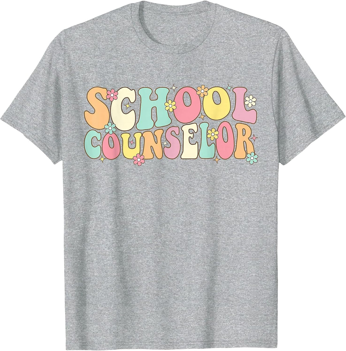 Groovy School Counselor Back to School Teacher Counseling T-Shirt - Heather Grey
