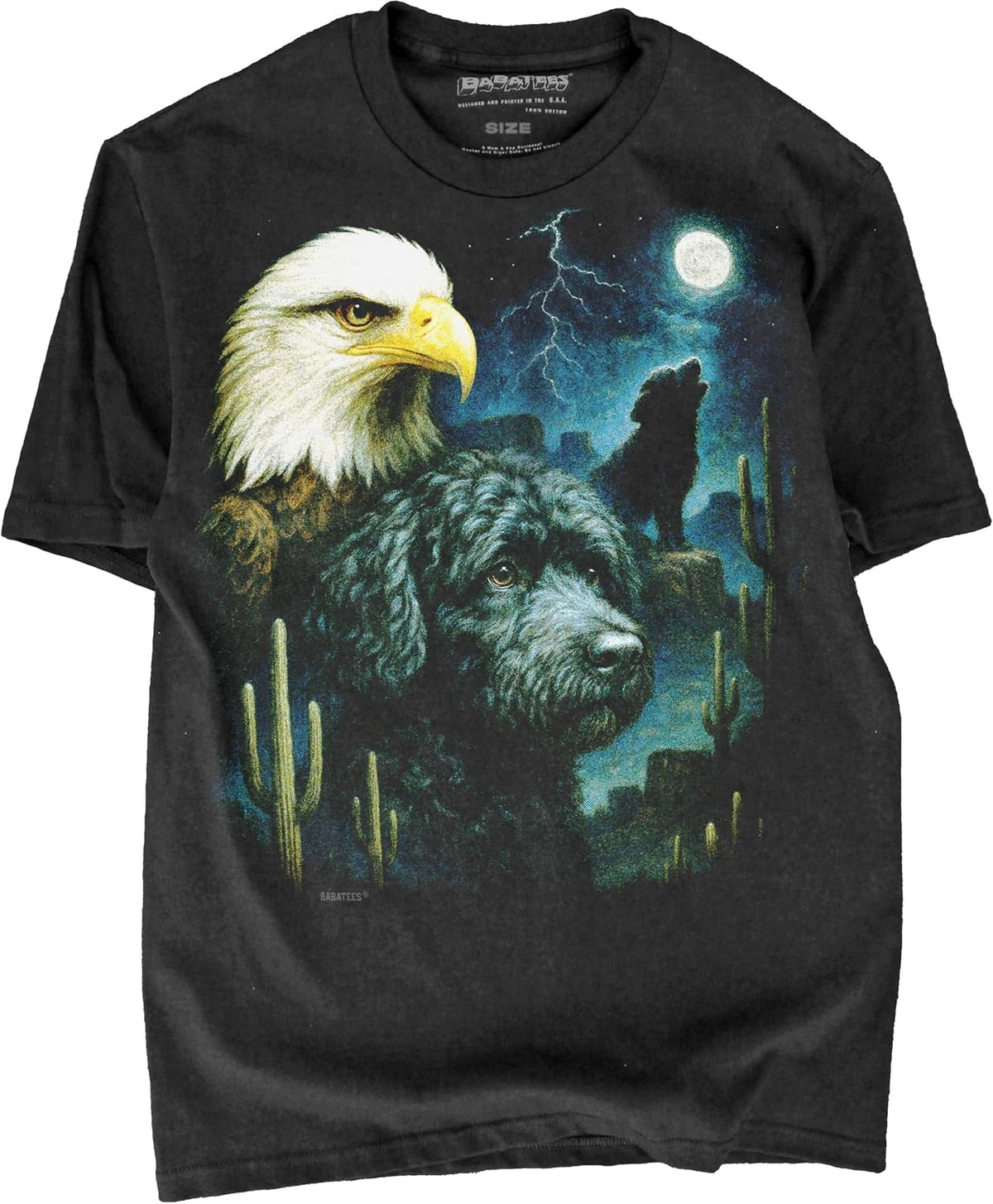Majestic Dog Artwork Premium Black T-Shirt for Men & Women - Portuguese Water Dog