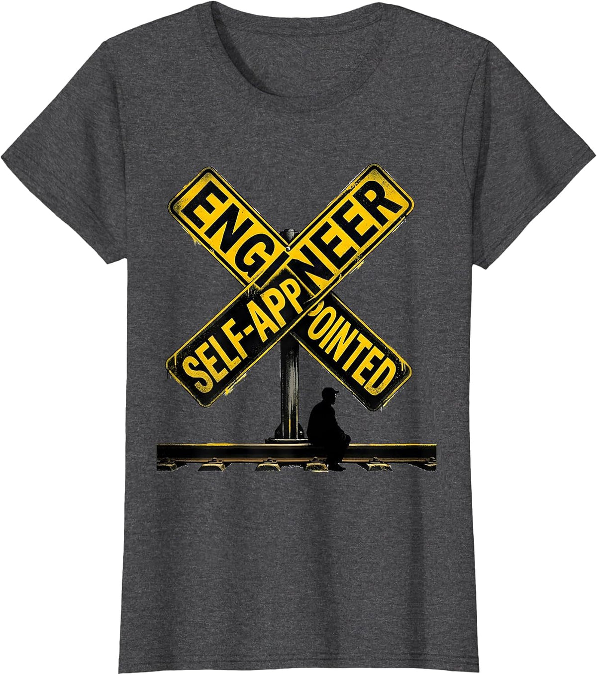 Women's Engineer, Self-Appointed Funny Train Enthusiast Locomotive T-Shirt - Dark Heather Grey