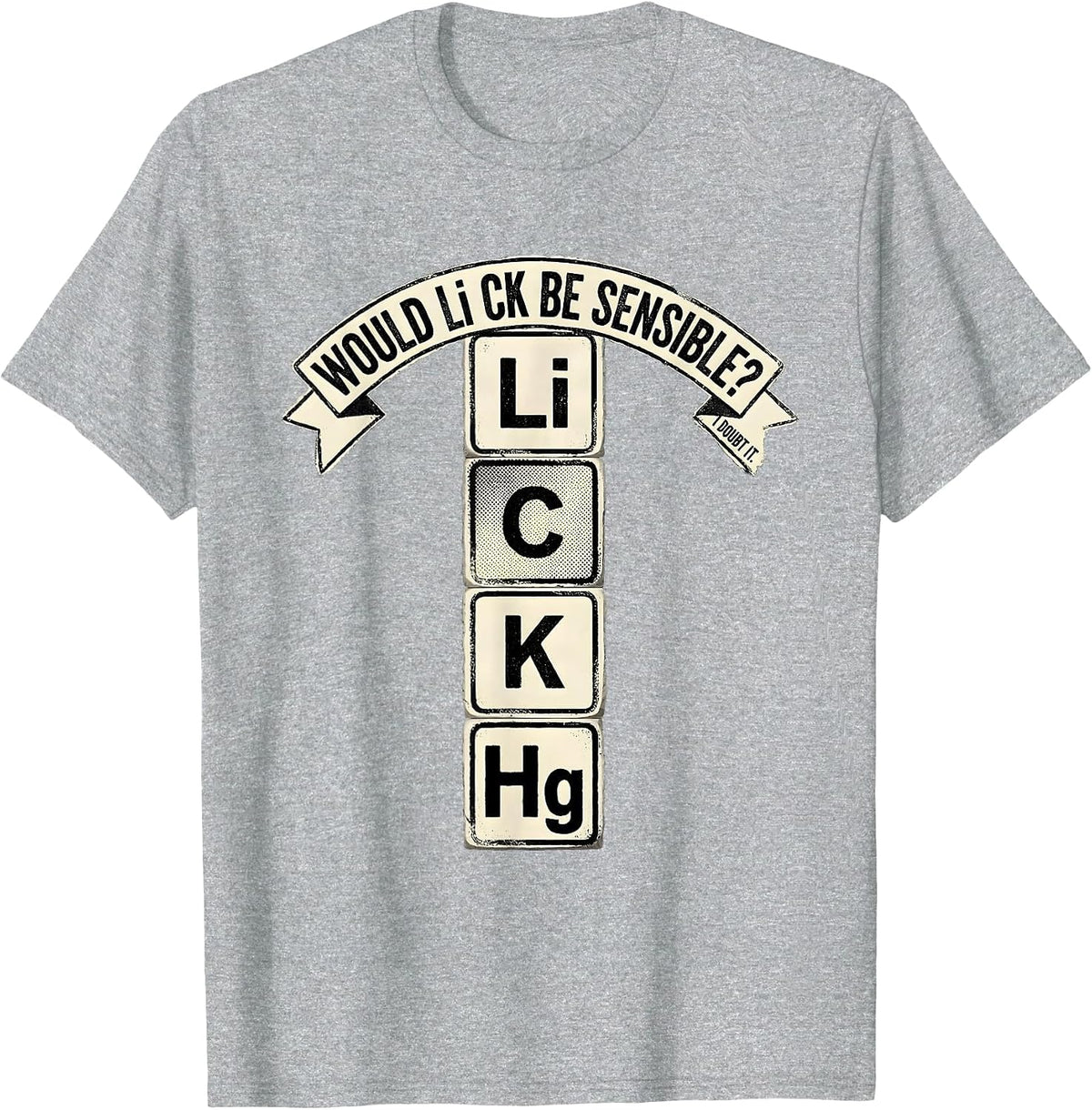 Men's Would Li C K Be Sensible? I Doubt It Funny Science Teacher T-Shirt - Heather Grey