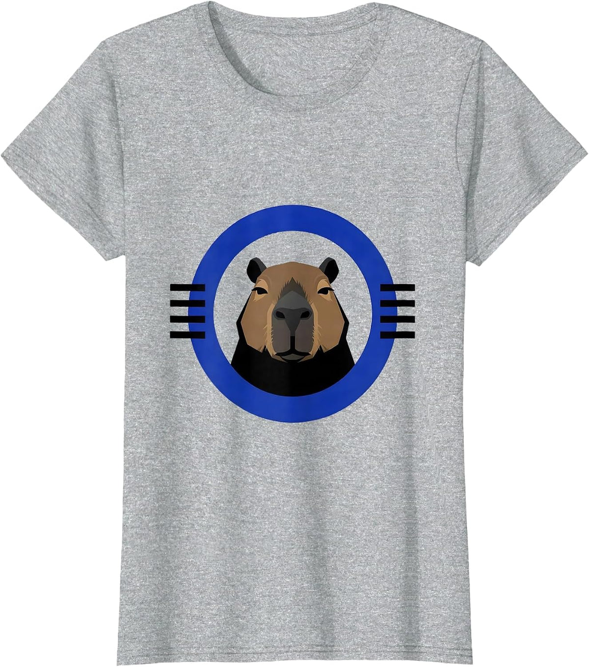 Capybara Badge Funny Animal Humor Meme T-Shirt - Heather Grey