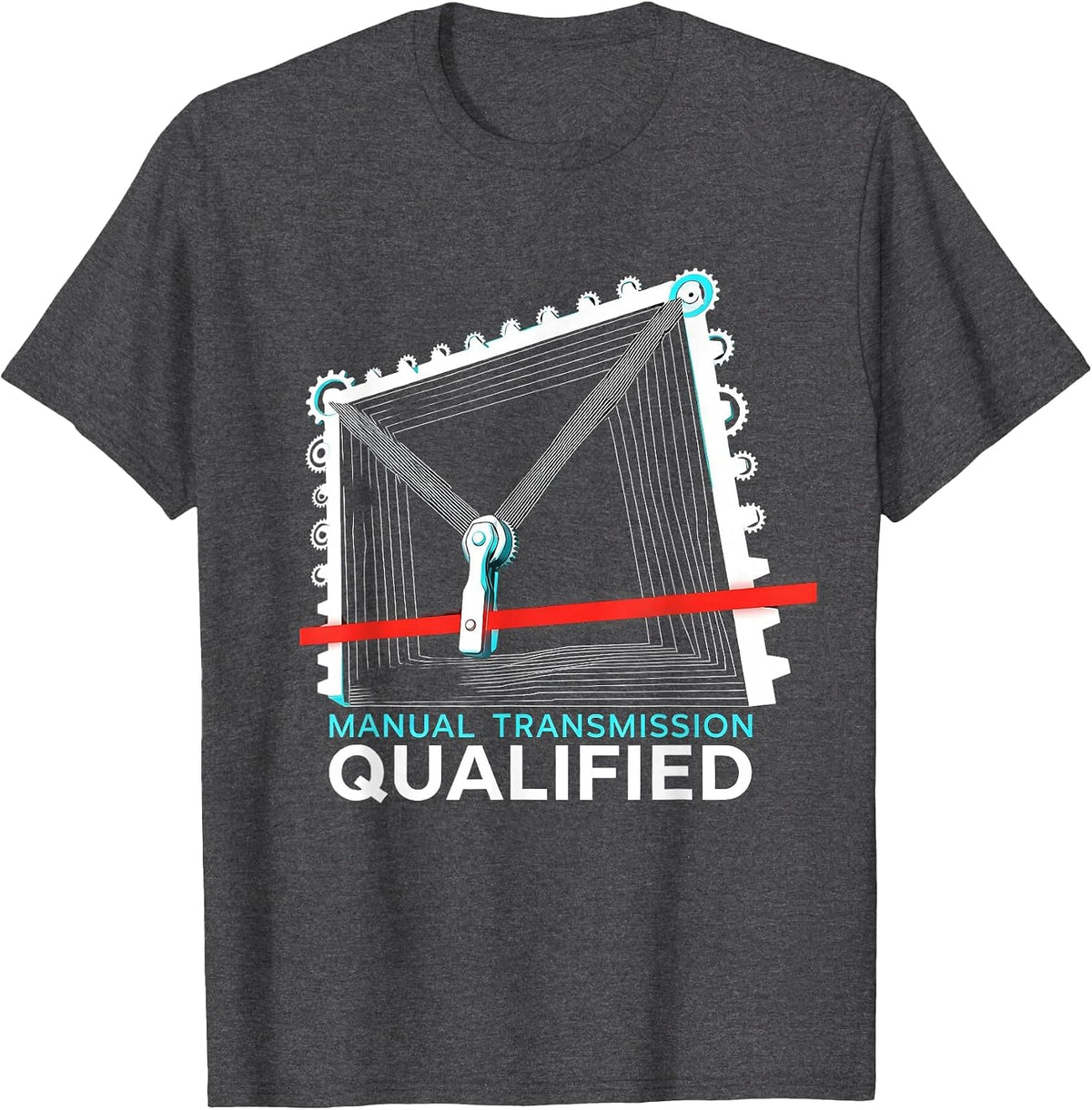 Manual Transmission Qualified New Wave Car Guy Mechanic Gift T-Shirt - Dark Heather Grey