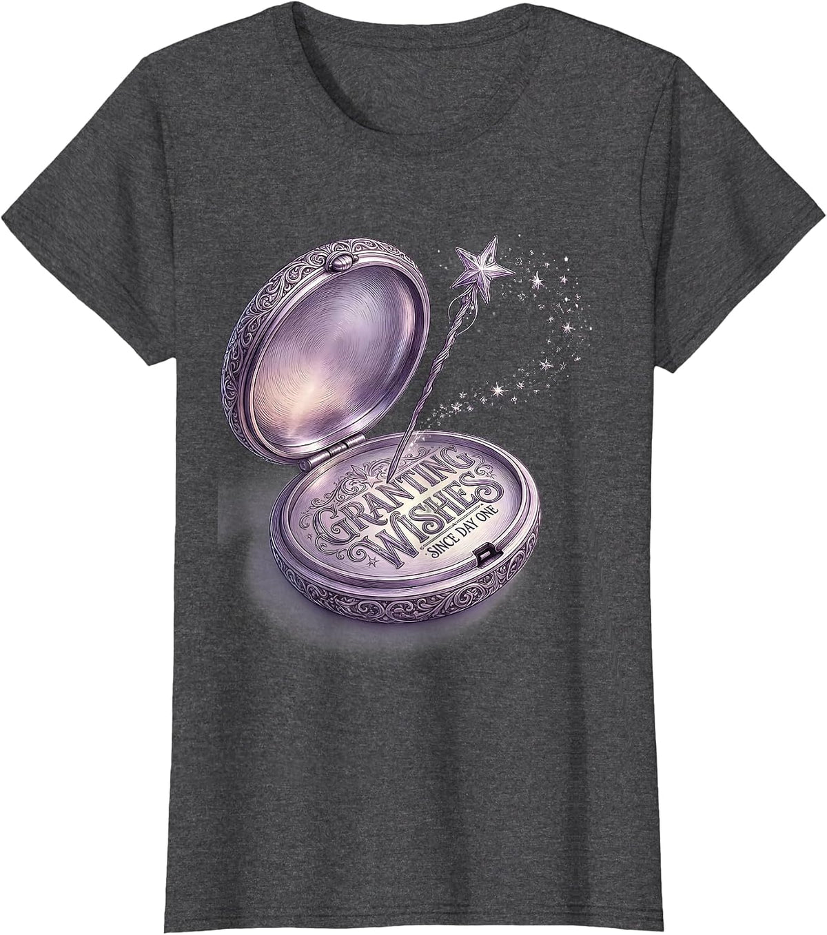 Women's Granting Wishes Since Day One Whimsical Fairy Godmother T-Shirt - Dark Heather Grey