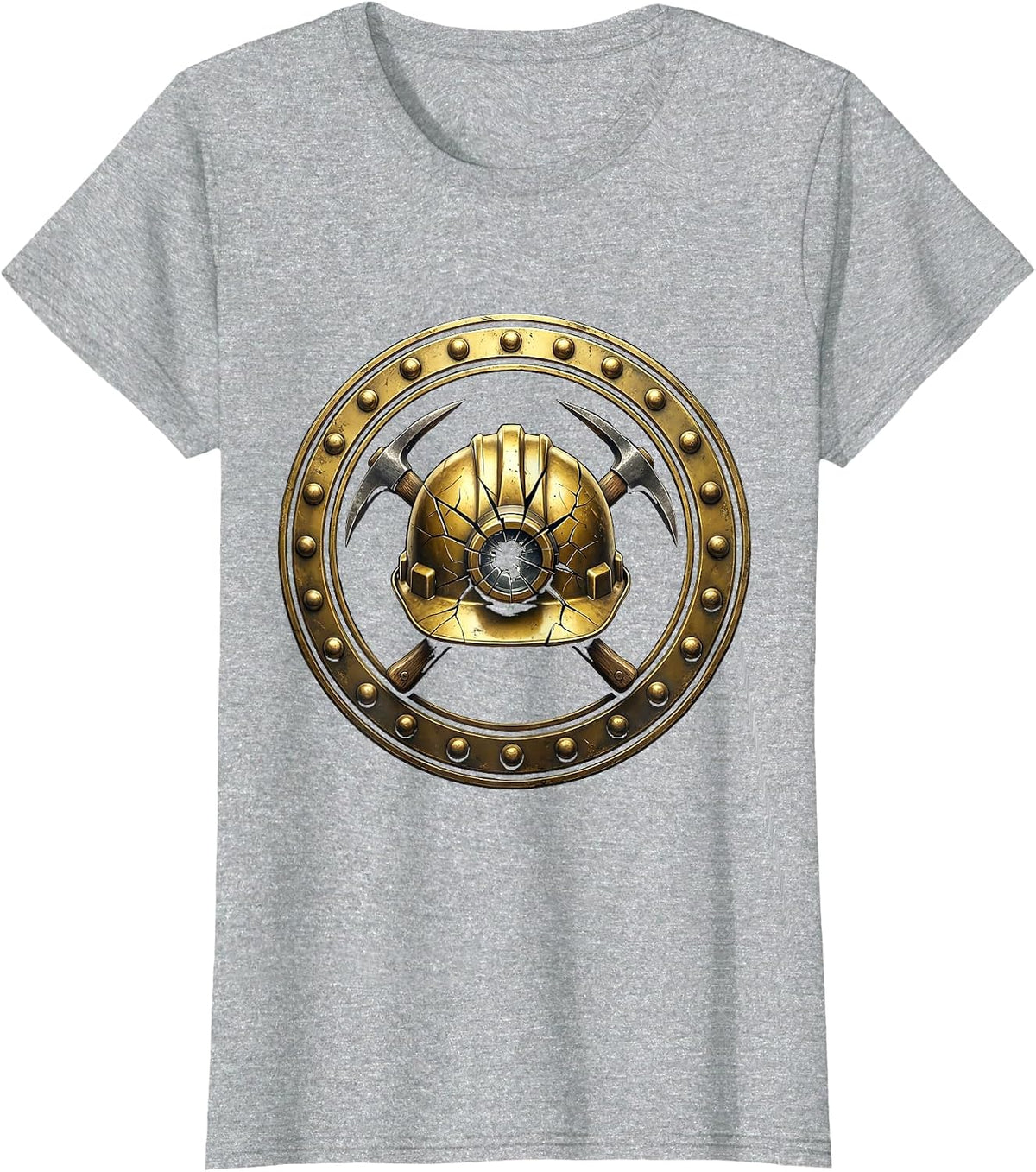 Labor Day Coal Miner Helmet Graphic T-Shirt - Heather Grey