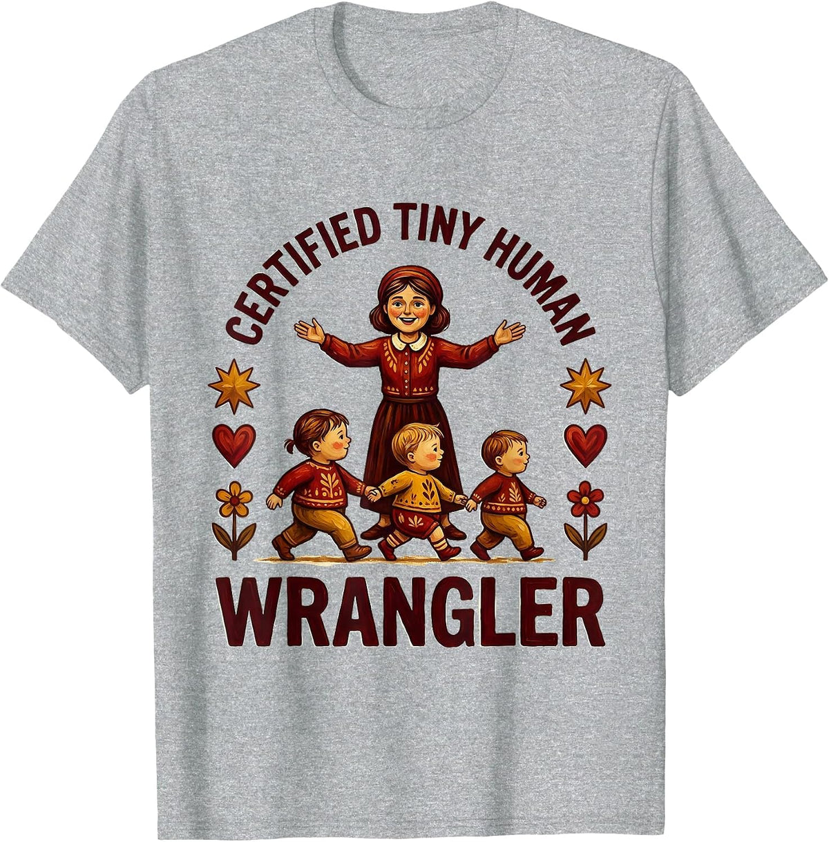 Men's Certified Tiny Human Wrangler Preschool Teacher T-Shirt - Heather Grey