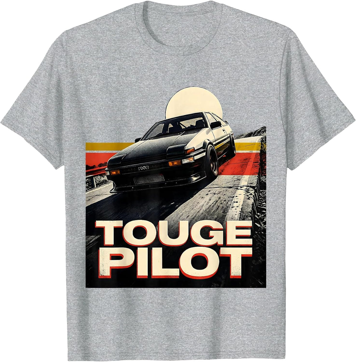 Men's Touge Pilot Retro JDM Drift Car Tuner Nostalgia T-Shirt - Heather Grey