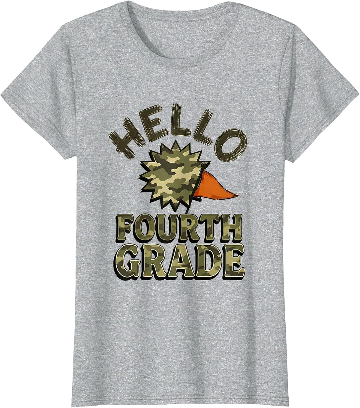 Women's Hello Fourth Grade Camo Back To School Teacher Boys T-Shirt - Heather Grey