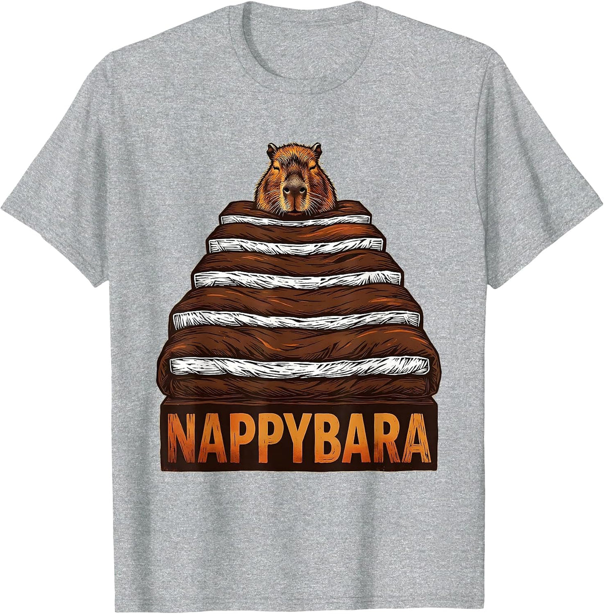 Men's Nappybara Cute Capybara Sleepy Humor Pajama Style T-Shirt - Heather Grey