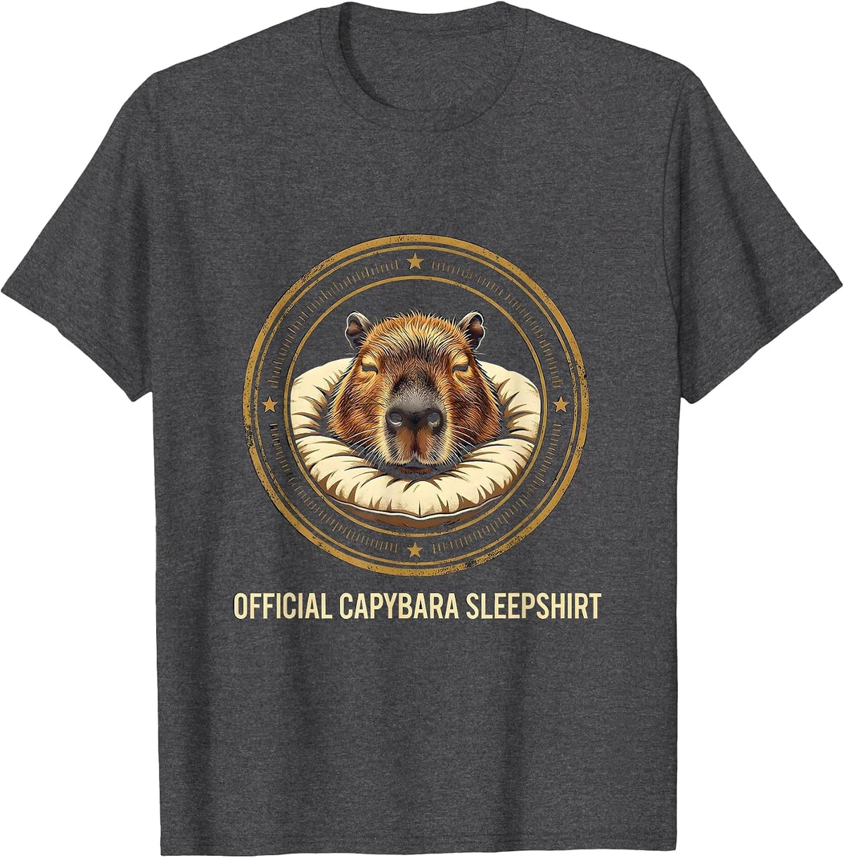 Official Capybara Sleepshirt Cute Whimsical Humor Sleepwear T-Shirt - Dark Heather Grey