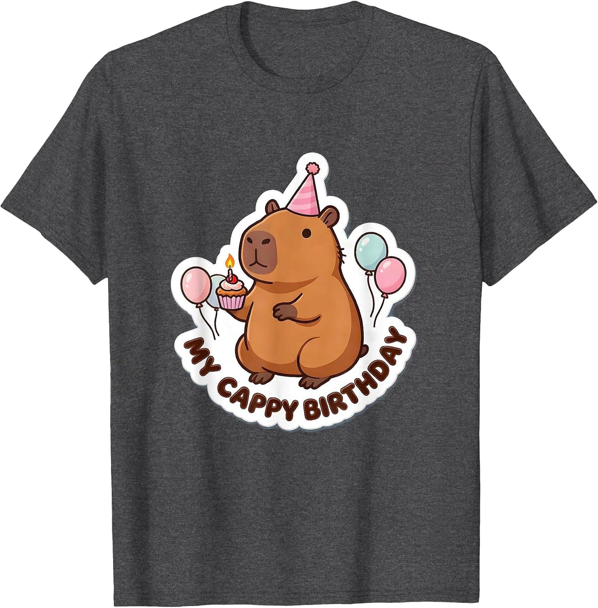 My Cappy Birthday Kawaii Capybara Birthday To Me Cute Animal T-Shirt - Dark Heather Grey