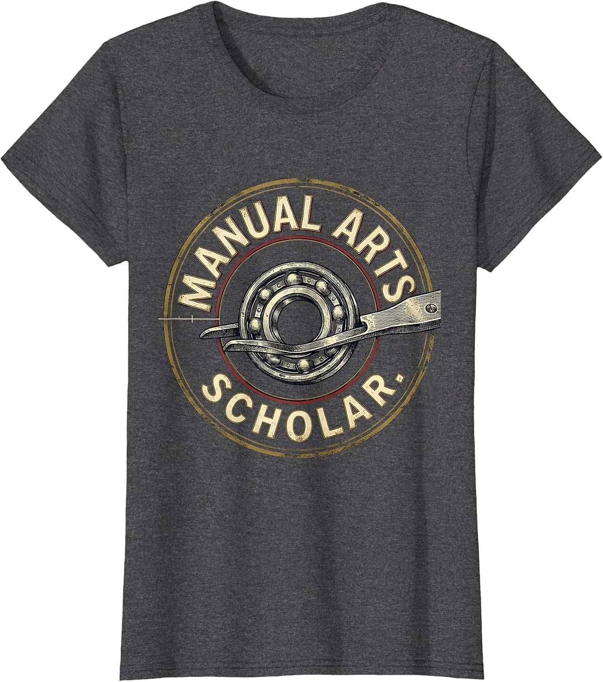 Women's Manual Arts Scholar Vintage Car Guy Manual Transmission T-Shirt - Dark Heather Grey