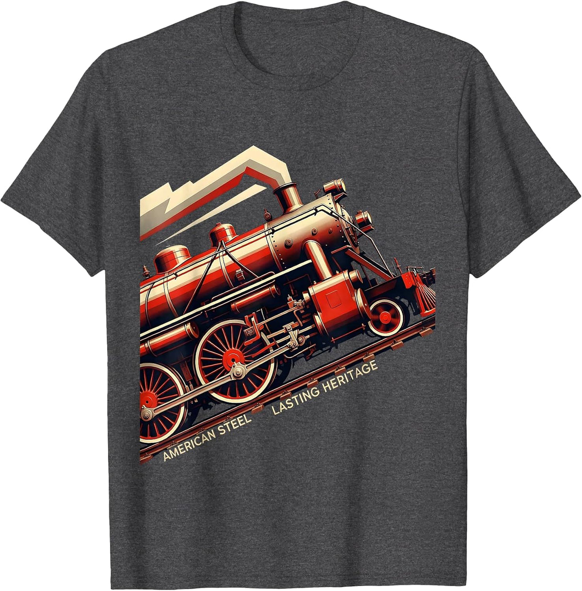 Men's American Steel Lasting Heritage Constructivist Poster Steam T-Shirt - Dark Heather Grey