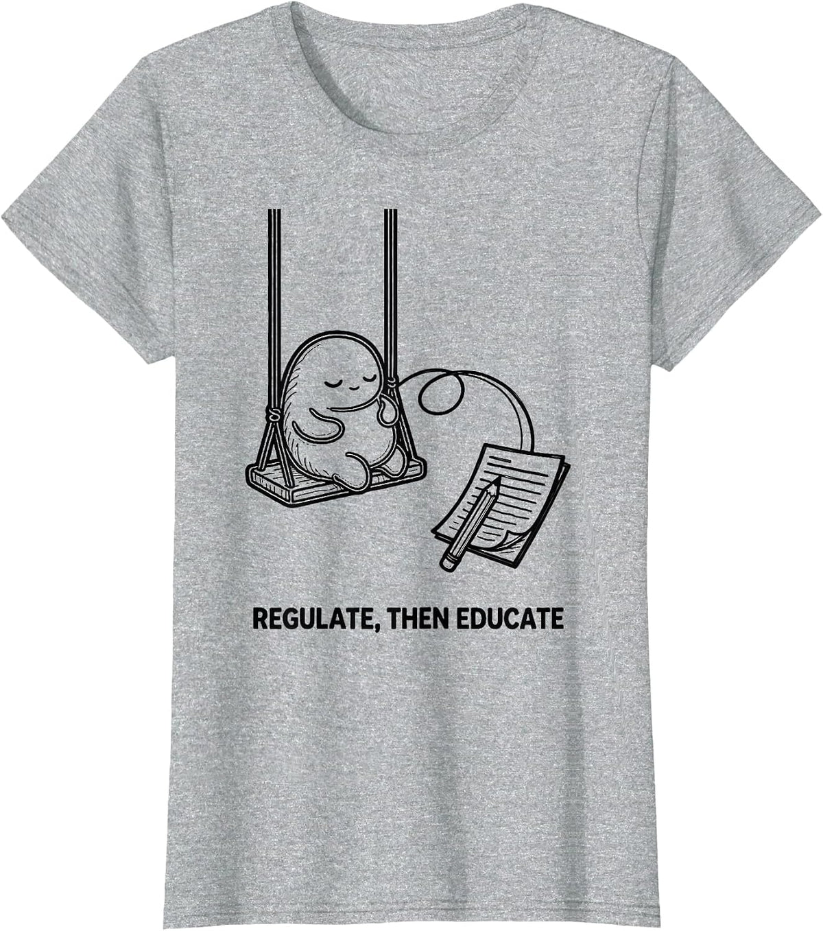 Women's Regulate Then Educate Line Art Occupational Therapy Sensory T-Shirt - Heather Grey