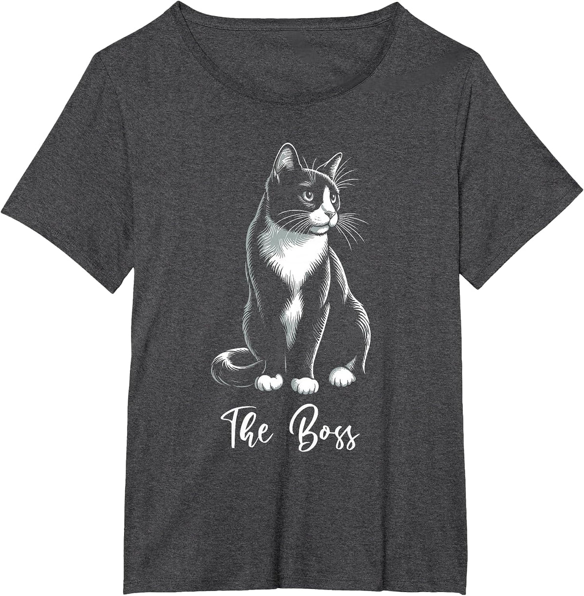 The Boss Tuxedo Cat Lover Kitten Tuxedo Cat Owner T-Shirt - Dark Heather Grey