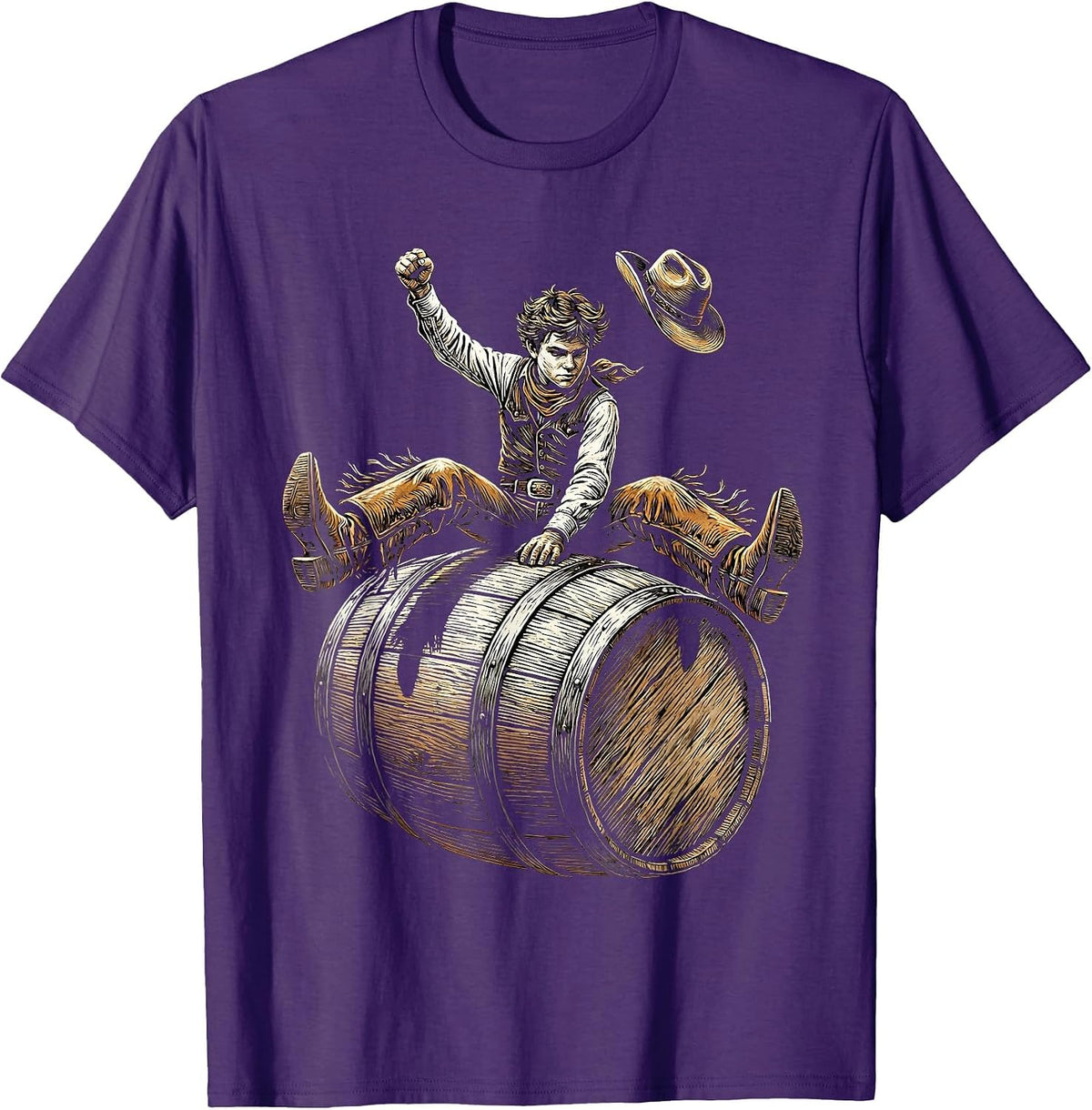 Men's Young Cowboy Barrel Racing Rodeo Graphic T-Shirt - Purple
