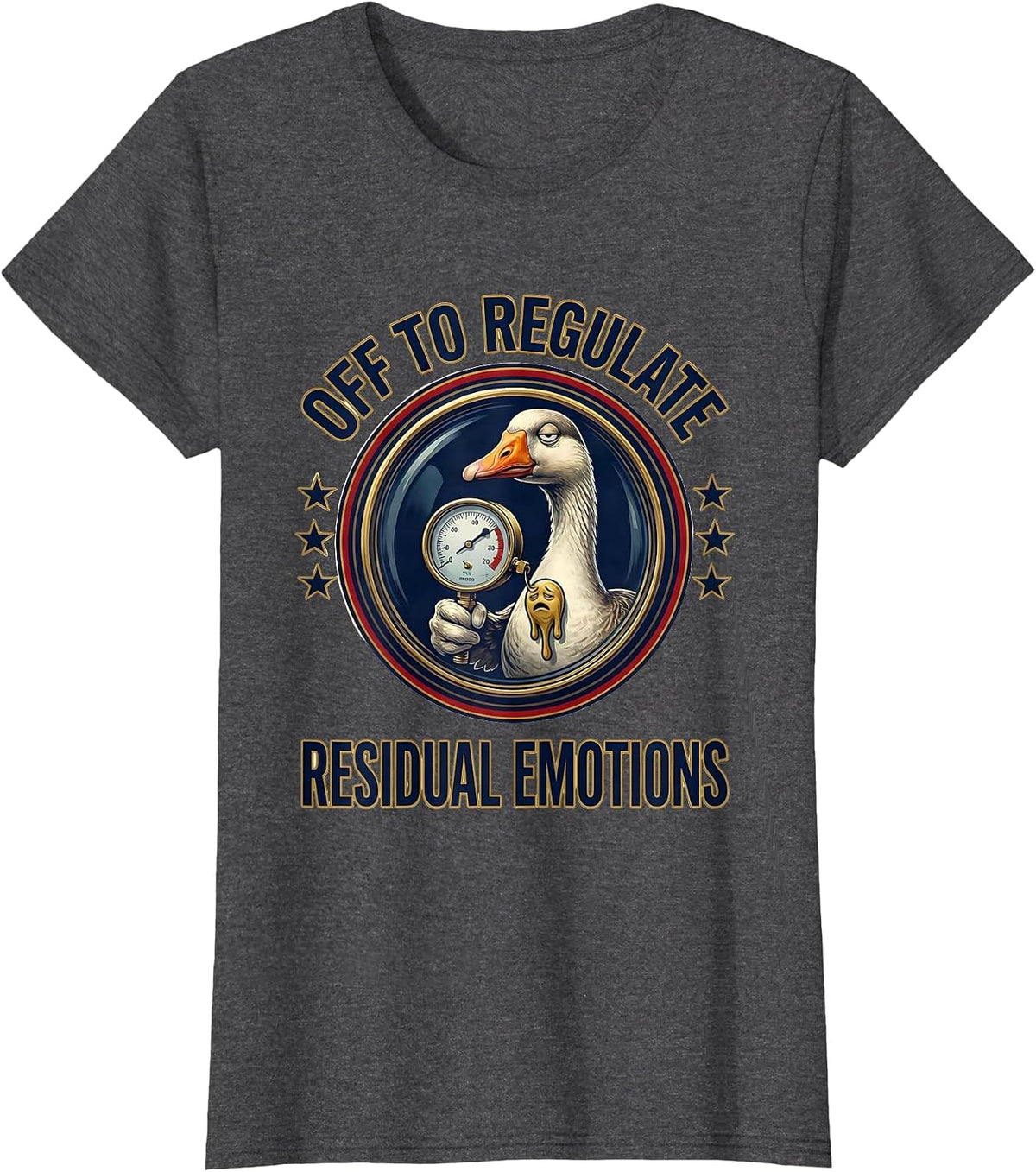Women's Off to Regulate Residual Emotions Dark Humor Mental Health T-Shirt - Dark Heather Grey