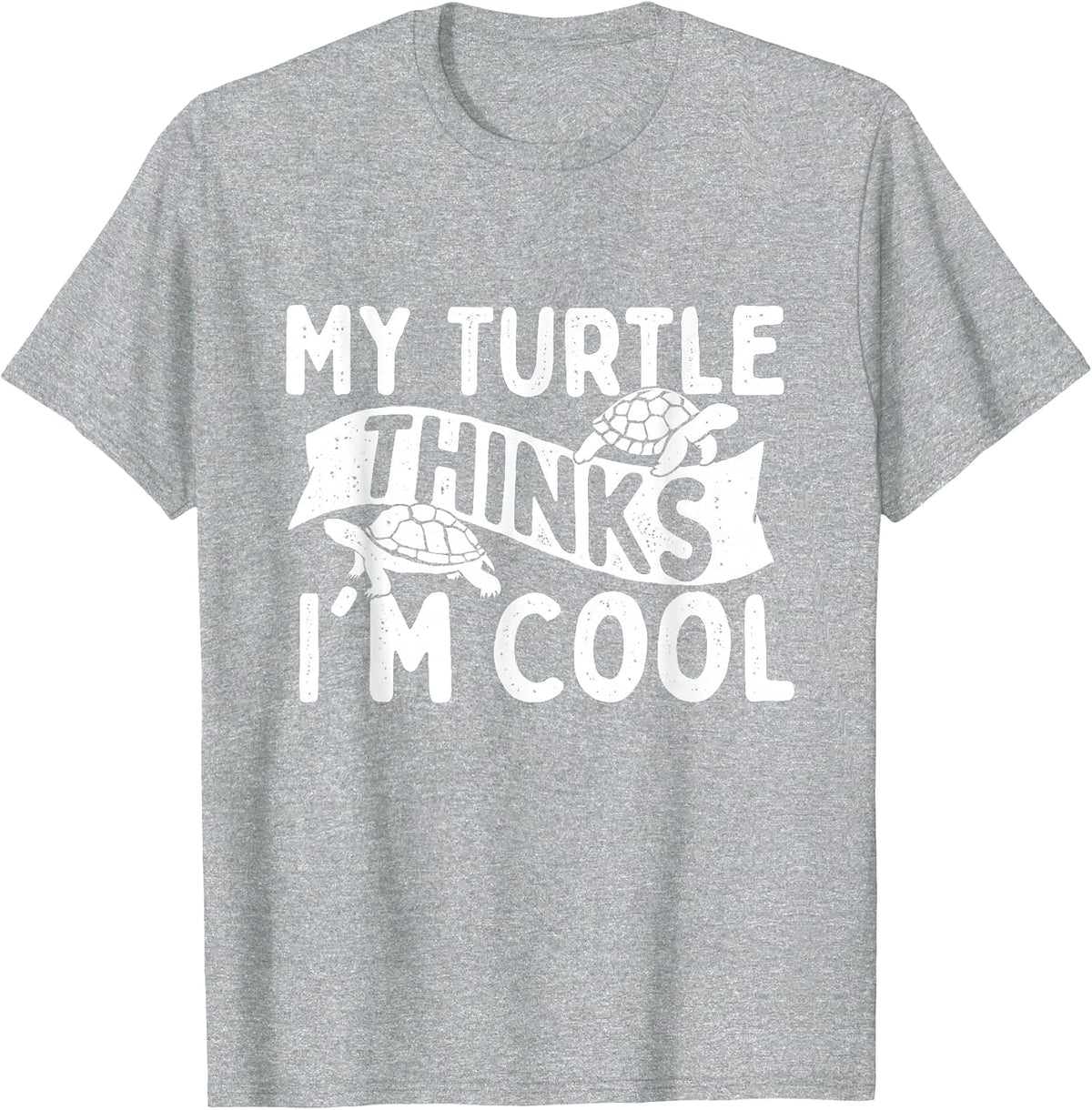 My Turtle Thinks I'm Cool - Wildlife Cute Tortoise Beach T-Shirt - Heather Grey