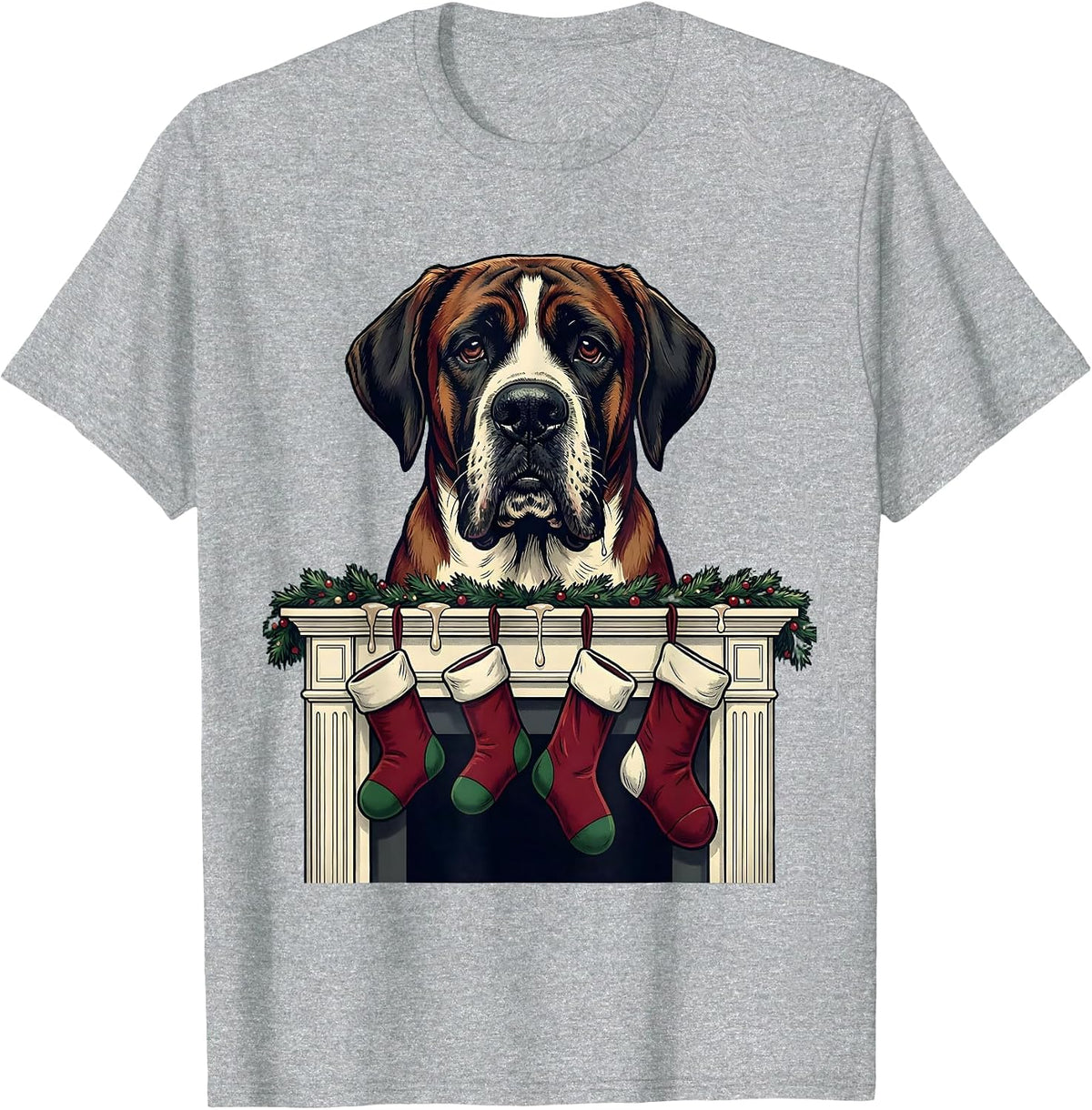 Men's Great Dane Harlequin Holiday Dog Lover Gift T-Shirt - Heather Grey