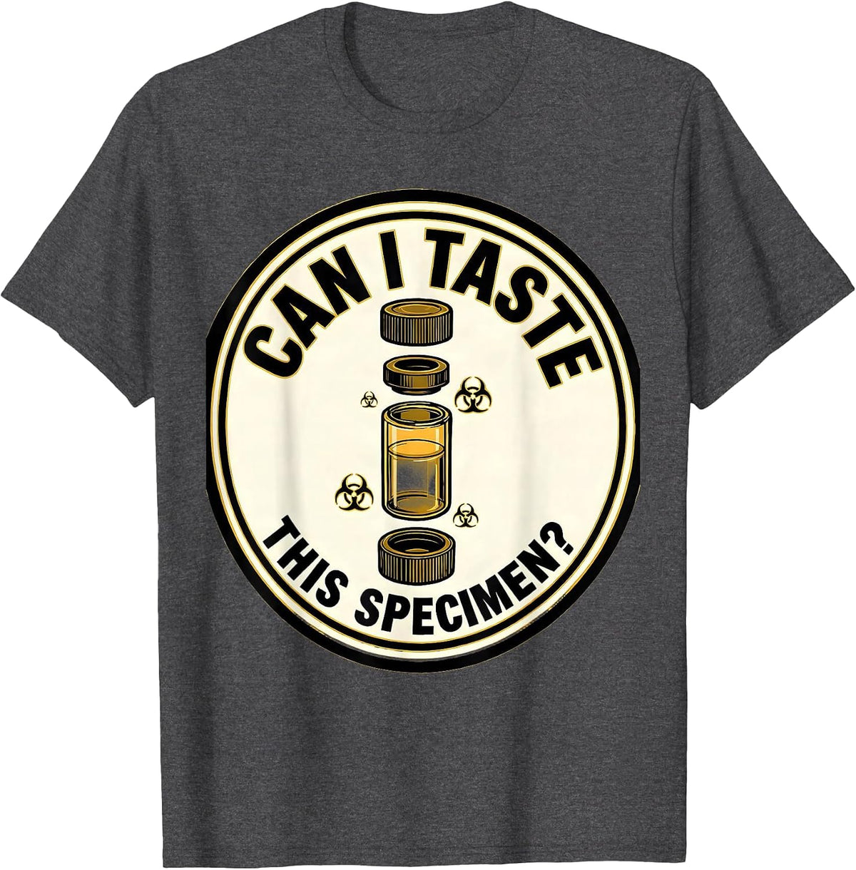 Men's Can I Taste This Specimen Funny Periodic Table Science T-Shirt - Dark Heather Grey
