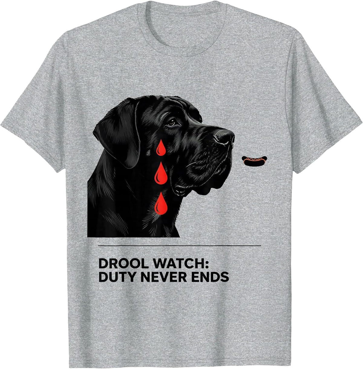 Men's Drool Watch: Duty Never Ends Funny Great Dane Dog Owner T-Shirt - Heather Grey