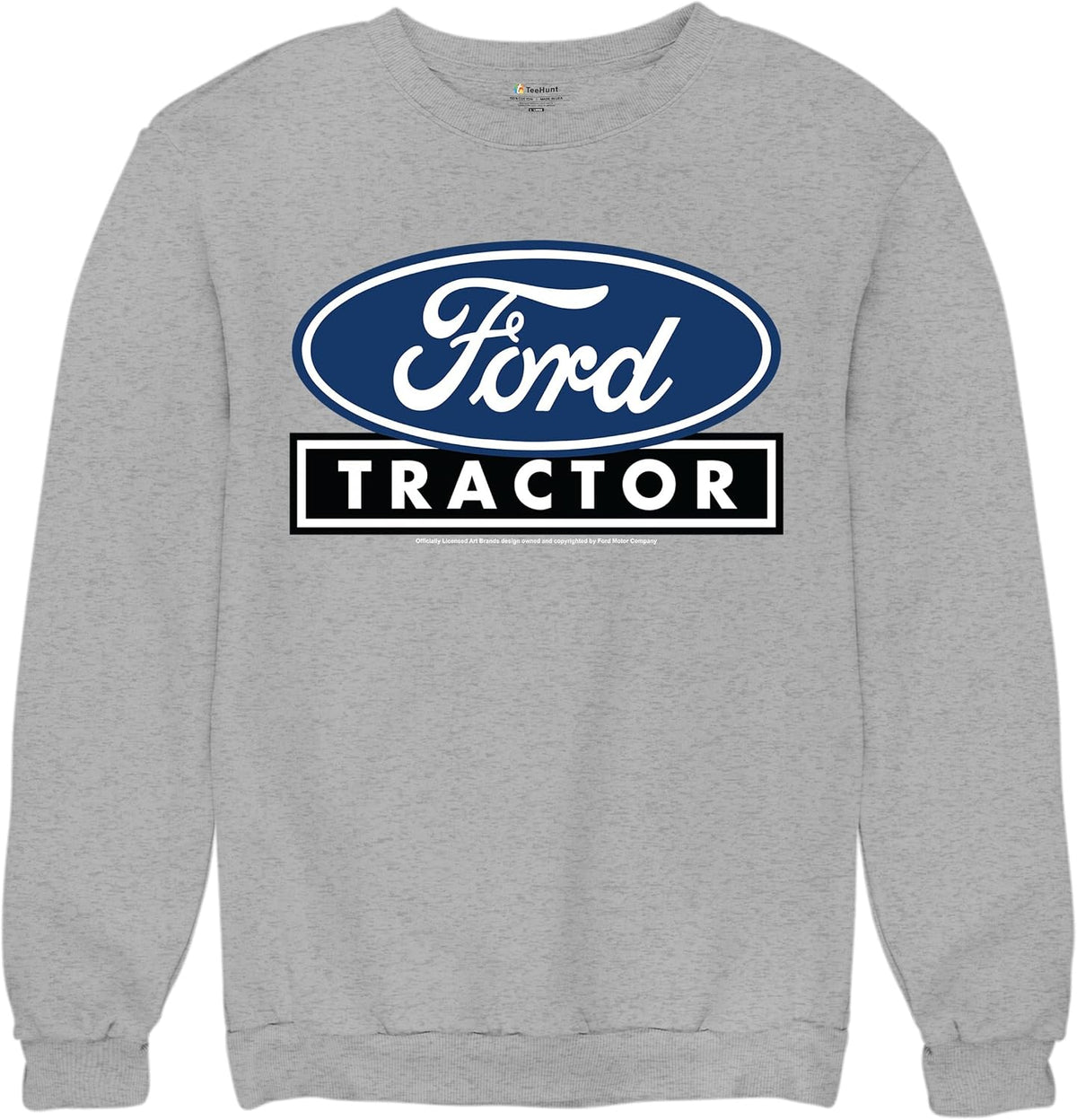 Tee Hunt Ford Tractor Logo Sweatshirt Vintage Classic Heritage Retro FoMoCo Licensed - 1 Unisex Crew Neck Sweatshirt Gray