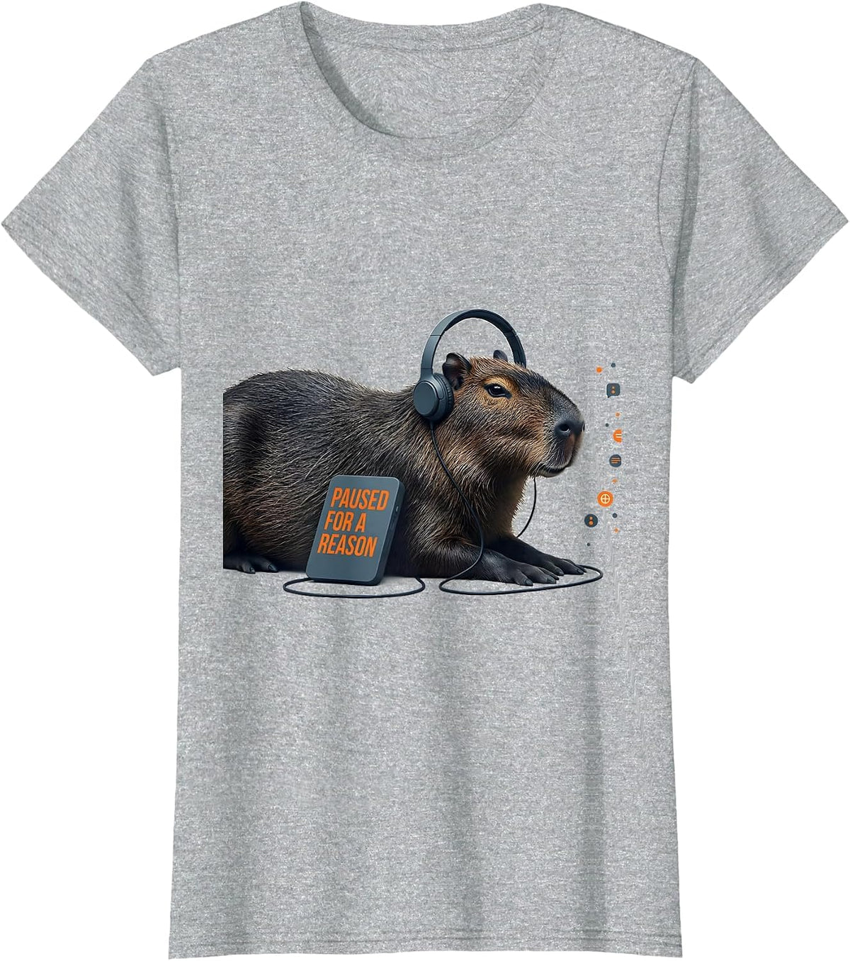 Paused For A Reason Funny Capybara Gamer Meme Humor T-Shirt - Heather Grey