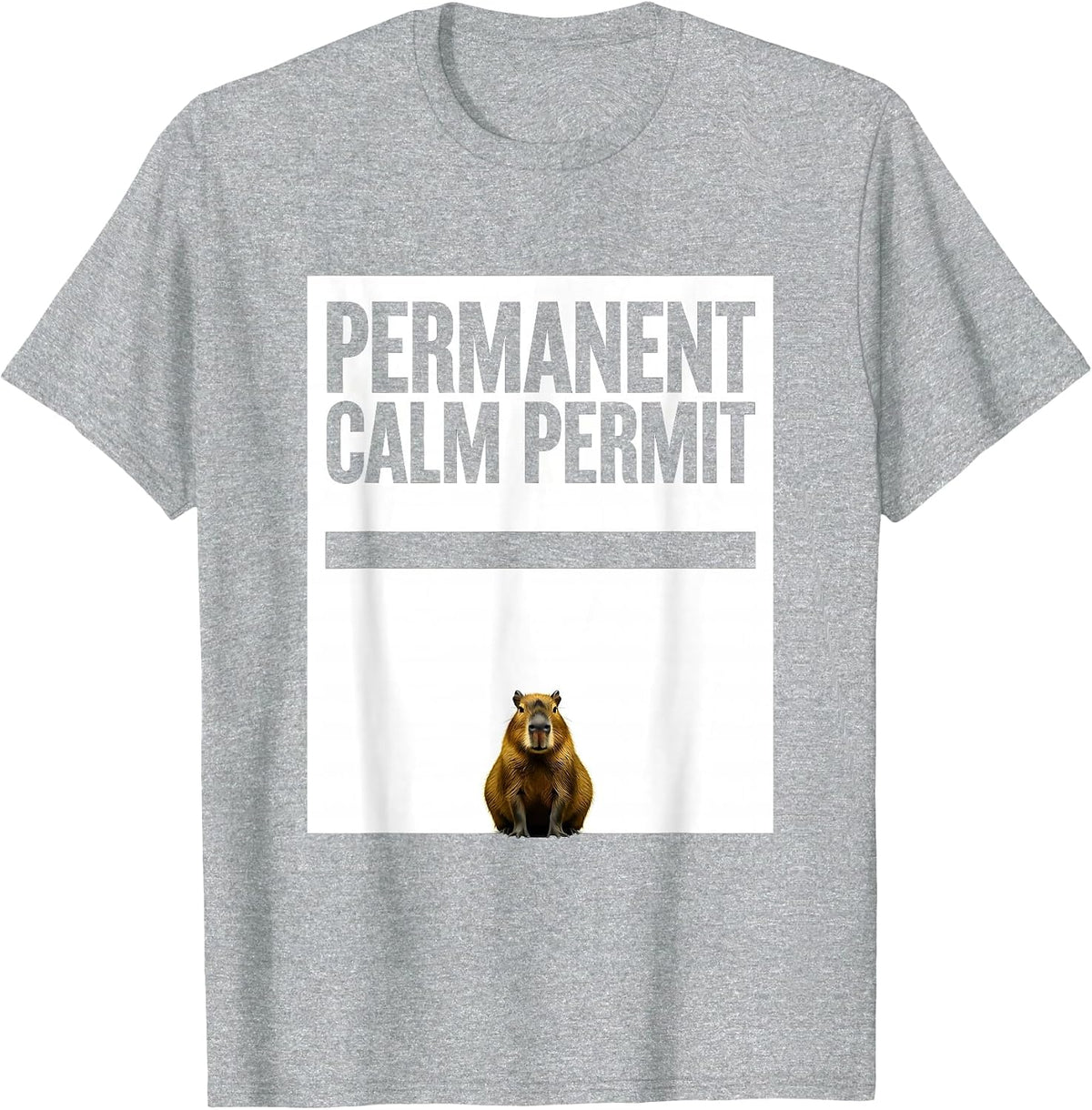 Men's Capybara — Permanent Calm Permit Funny Animal Humor T-Shirt - Heather Grey
