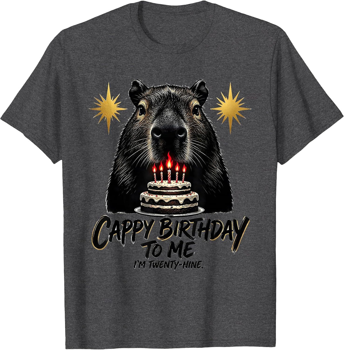 Cappy Birthday To Me, I'm Twenty-Nine Cute Capybara Birthday T-Shirt - Dark Heather Grey
