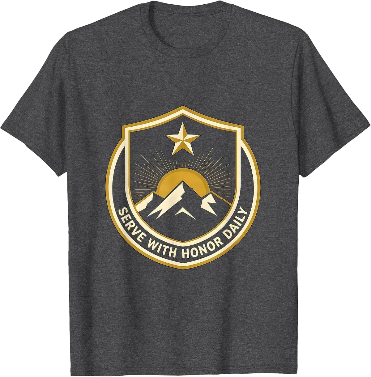 Men's Serve With Honor Daily Police Design T-Shirt - Dark Heather Grey