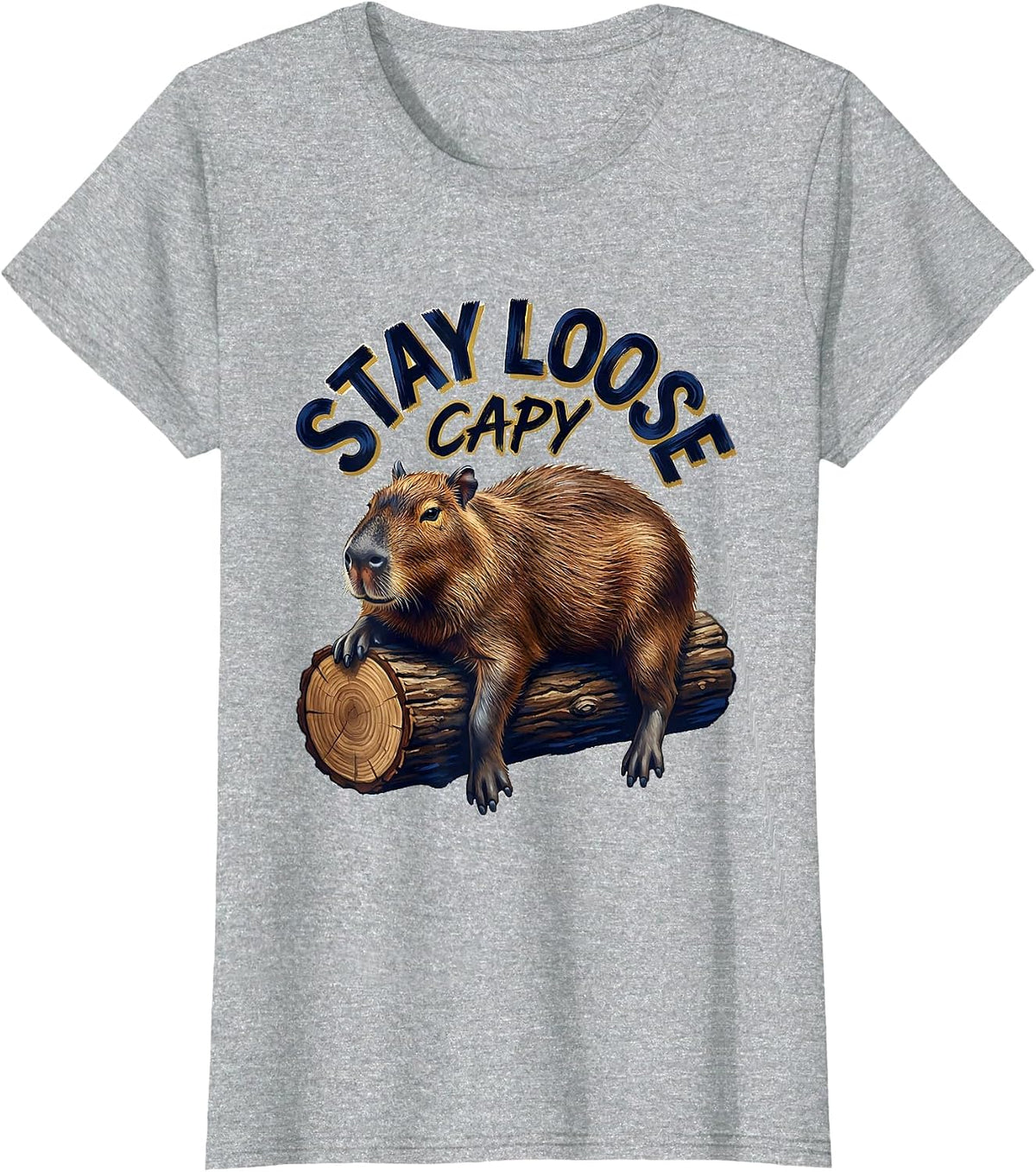 Women's Stay Loose Capy Funny Capybara Meme Animal Humor T-Shirt - Heather Grey