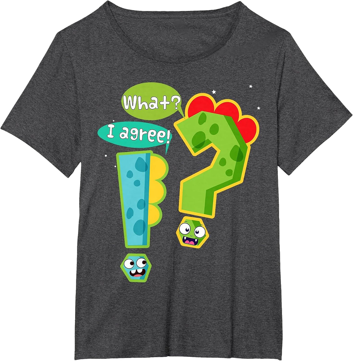 Funny Grammar Punctuation Teacher Exclamation Question Mark T-Shirt - Dark Heather Grey