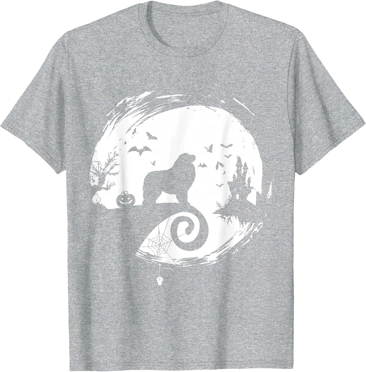 Great Pyrenees Halloween Costume Moon Silhouette Horror T-Shirt - Heather Grey