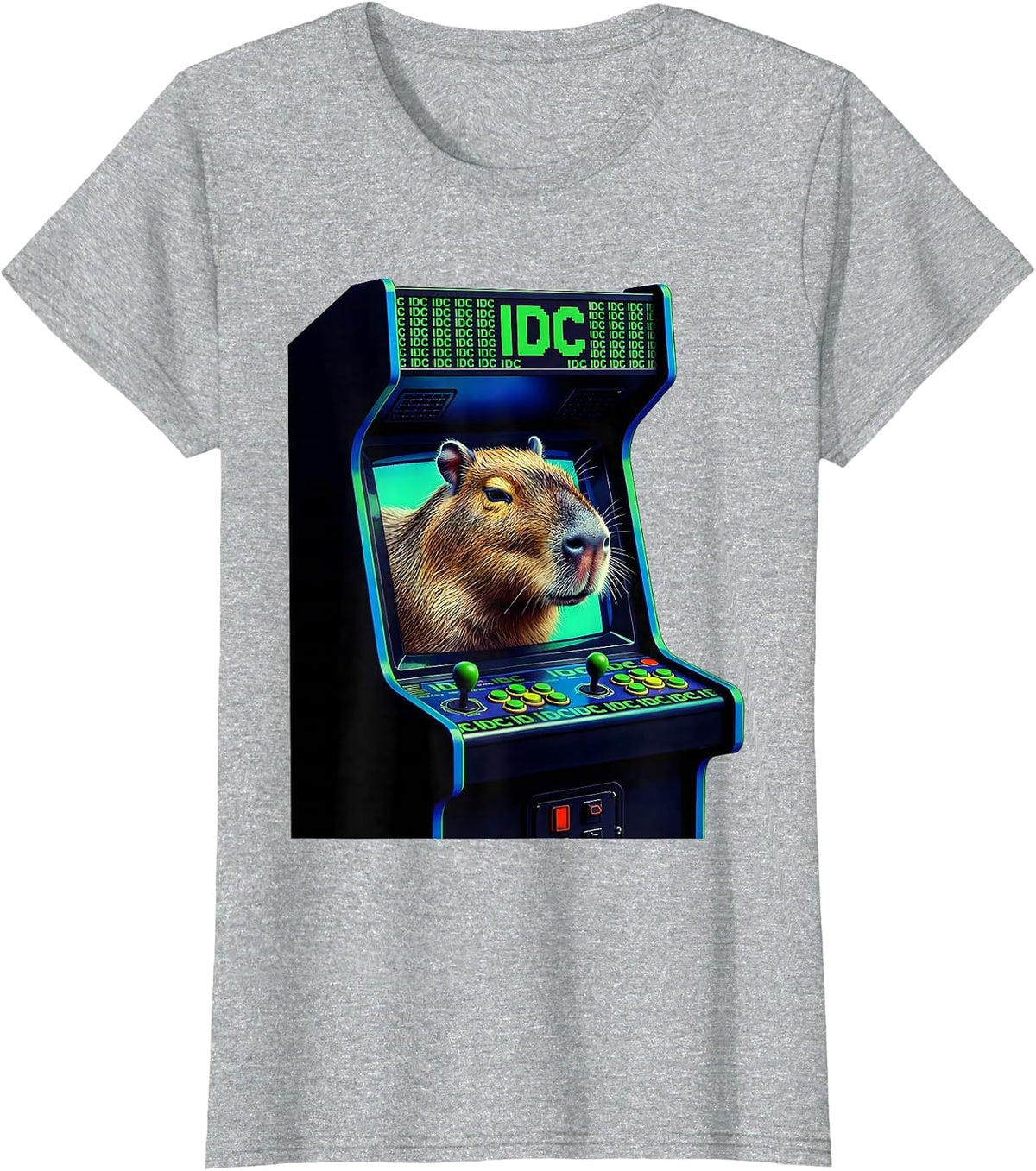 Women's idc Funny Capybara Gamer Meme Humor Streetwear T-Shirt - Heather Grey