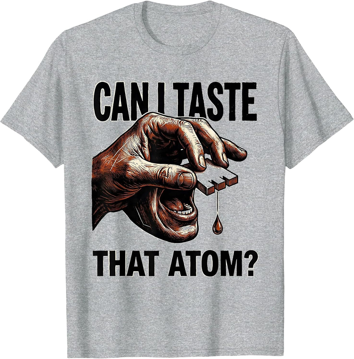 Men's Can I Taste That Atom Funny Periodic Table Science Teacher T-Shirt - Heather Grey