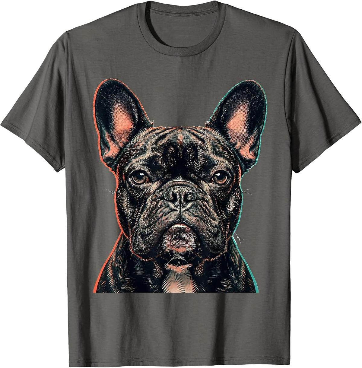 French Bulldog Head Stubborn Sideways Stare Pet Lover T-Shirt - Asphalt Grey