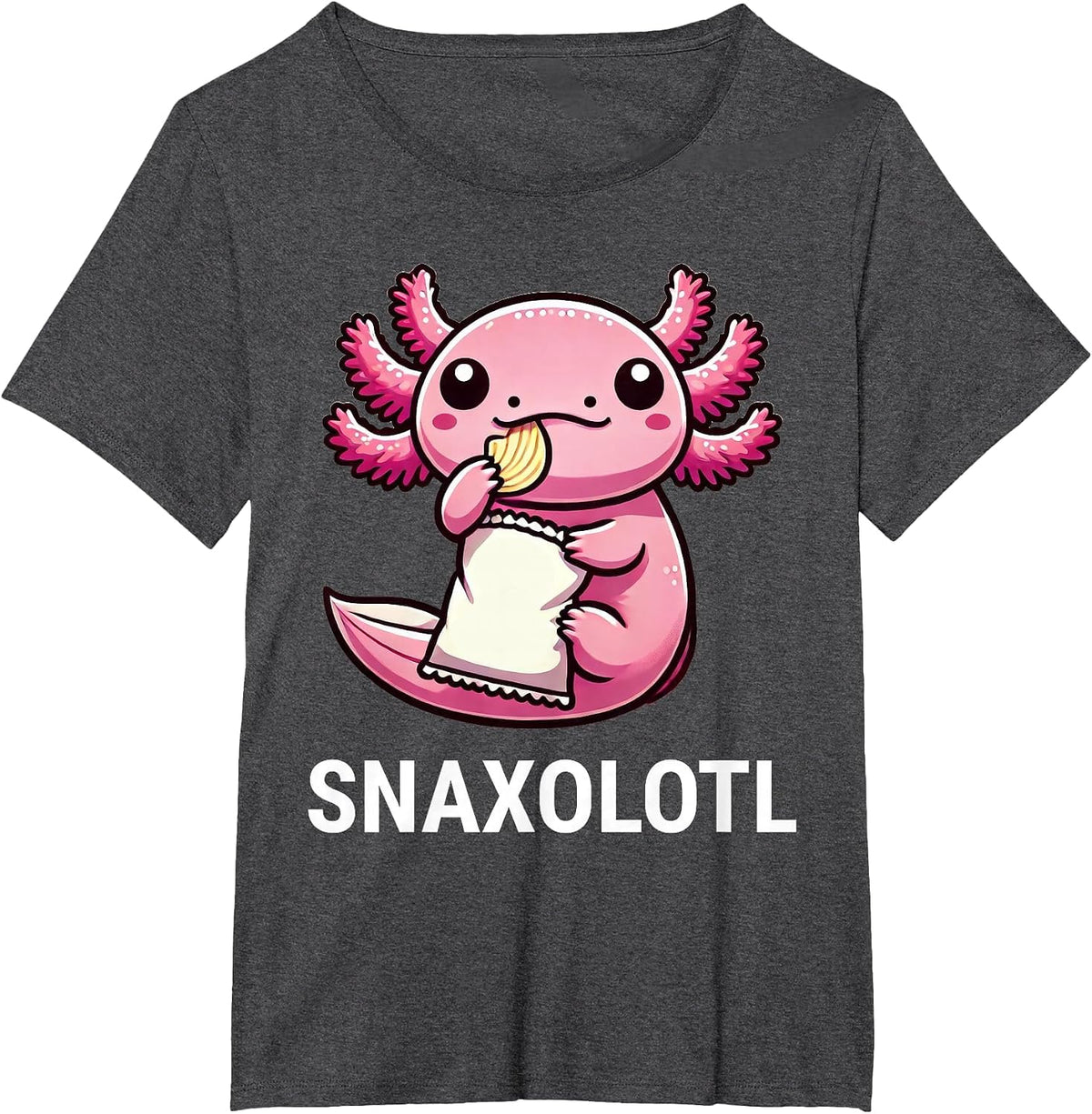 Snaxolotl Axolotl Chips Snacks Funny T-Shirt - Dark Heather Grey
