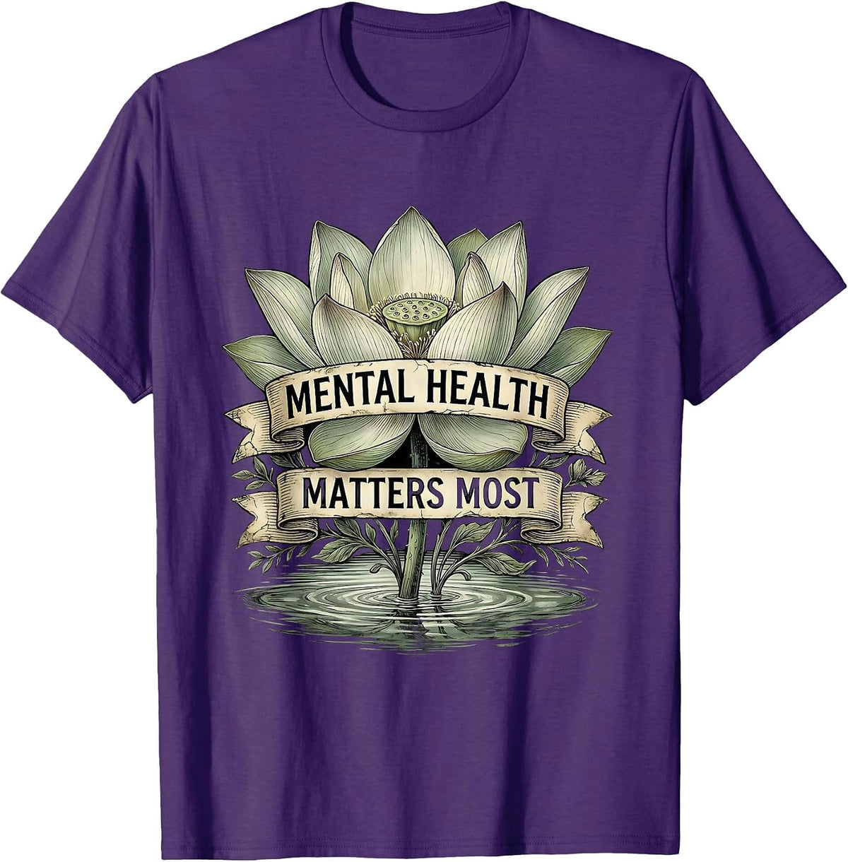 Men's Mental Health Matters Most Awareness Design T-Shirt - Purple