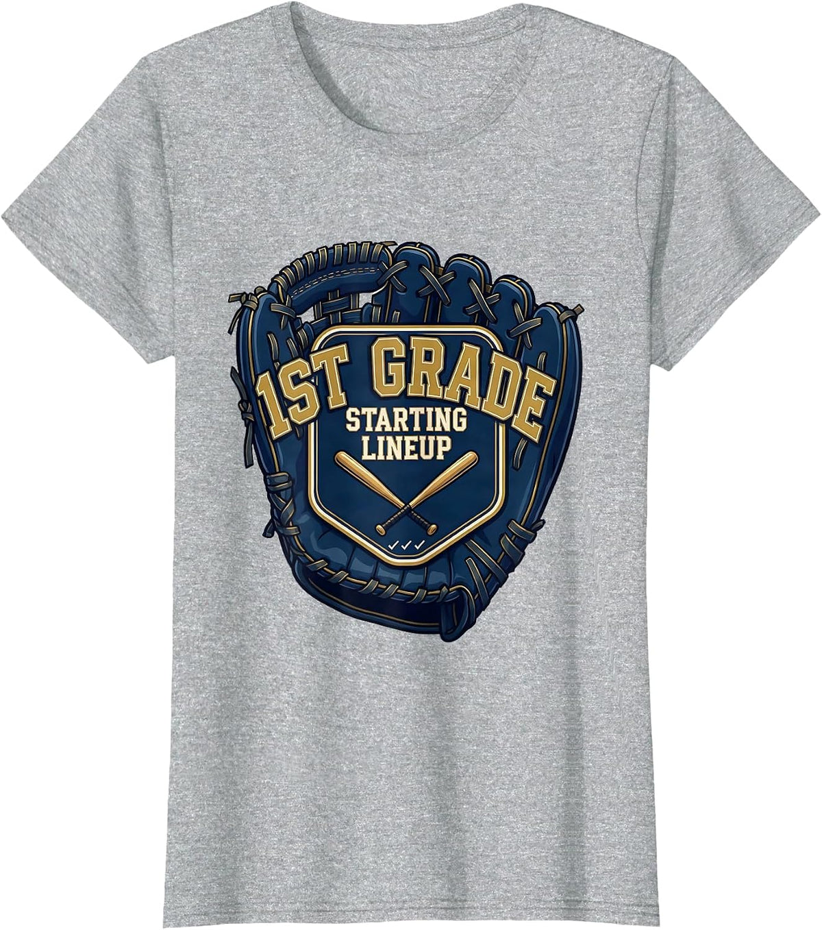 1st Grade Starting Lineup Sports Back To School Baseball T-Shirt - Heather Grey