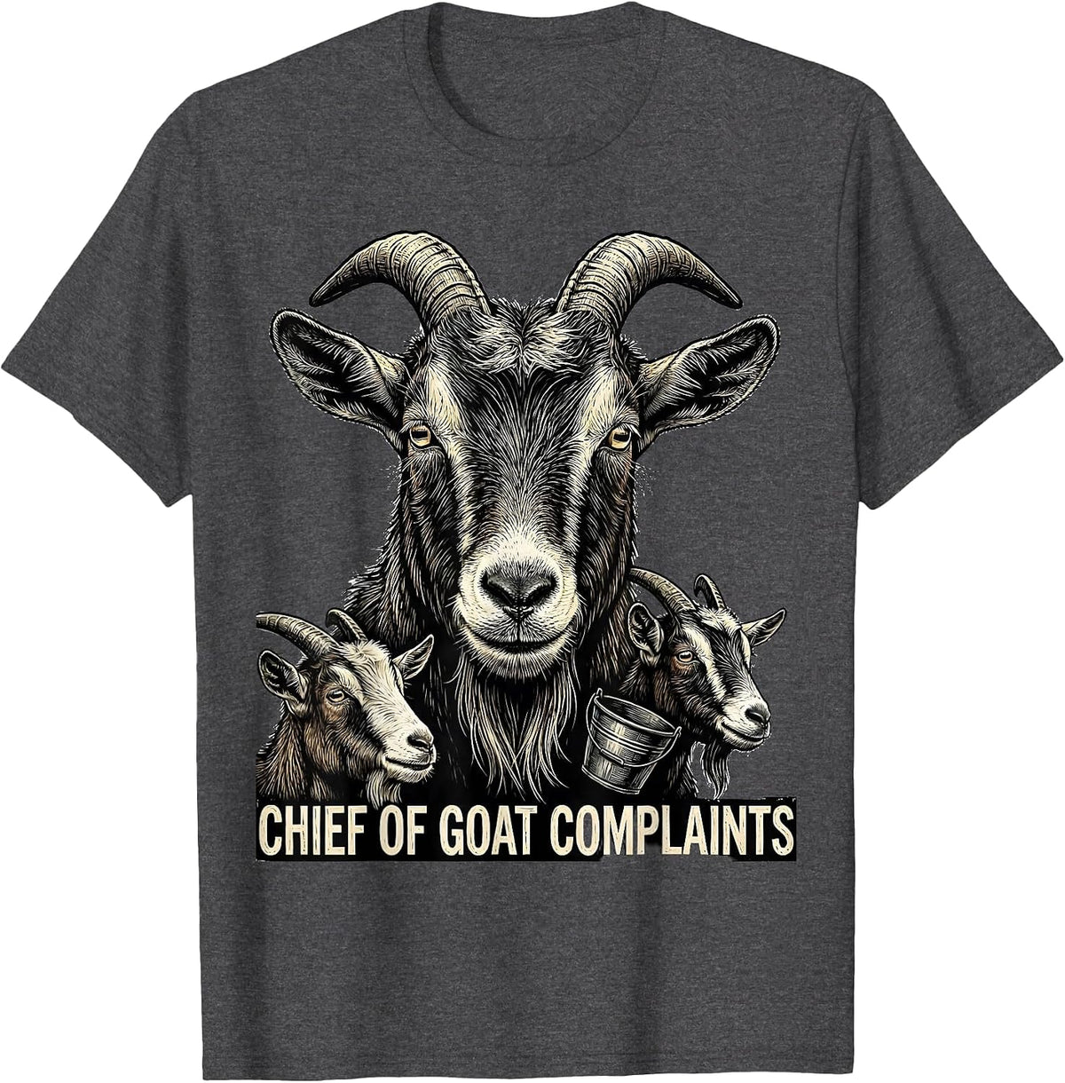 Men's Chief Of Goat Complaints Funny Goat Farmer Owner Humor T-Shirt - Dark Heather Grey