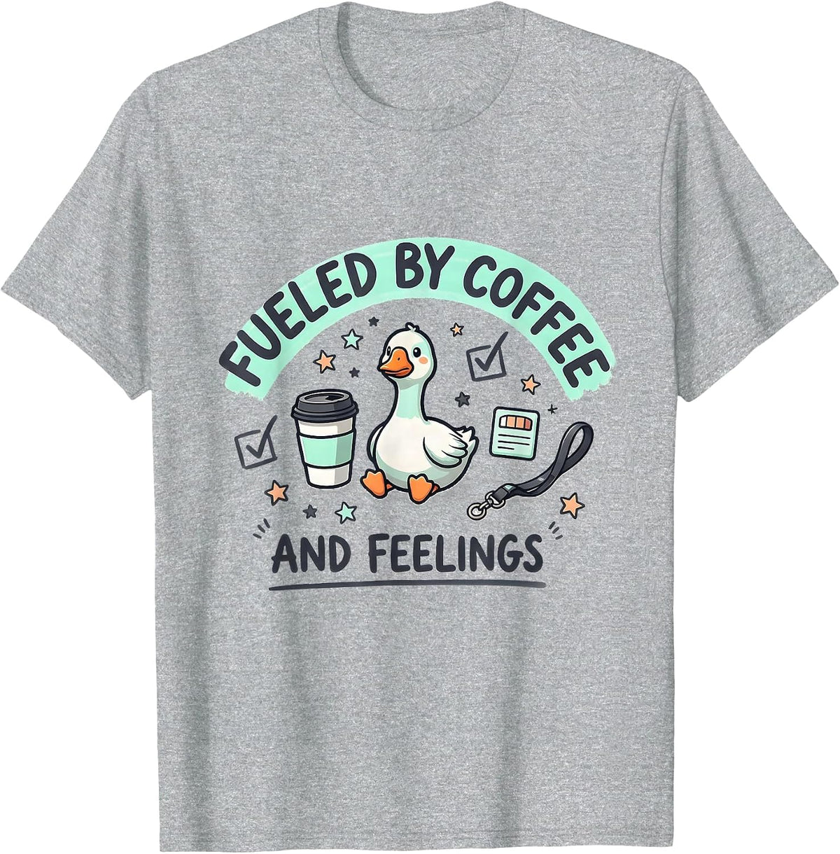 Men's Fueled By Coffee And Feelings Funny Mental Health Counselor T-Shirt - Heather Grey