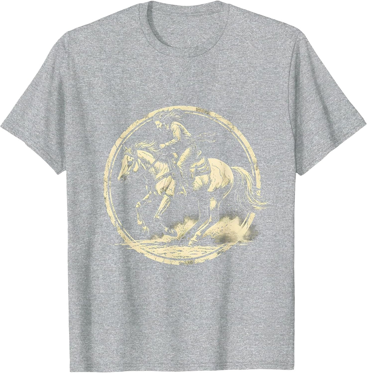 Men's Barrel Racer Leaning Into Turn Western Graphic T-Shirt - Heather Grey