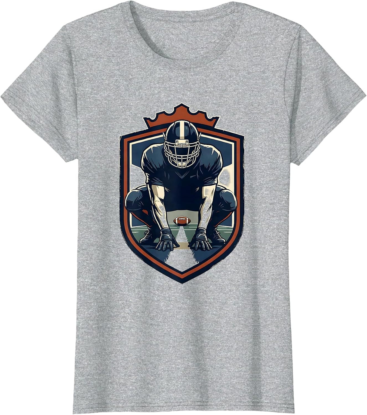 Women's Lineman Shield Emblem Football Player Humor T-Shirt - Heather Grey